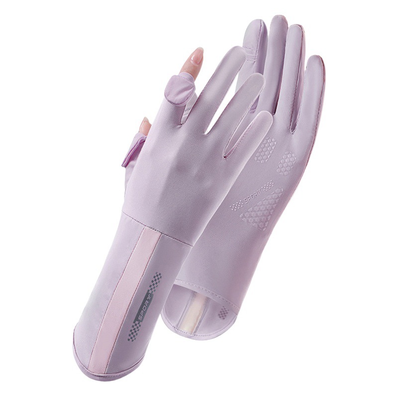 Sun Protection Sunshade Gloves for Driving Women, Outdoor Sports Cycling, Flip-Finger Touch Screen, Breathable, Cool, Light and Ice-Sense Gloves