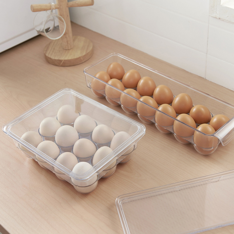 Kitchen refrigerator fresh-keeping box egg fresh-keeping storage box rectangular PET transparent storage compartment egg box with lid