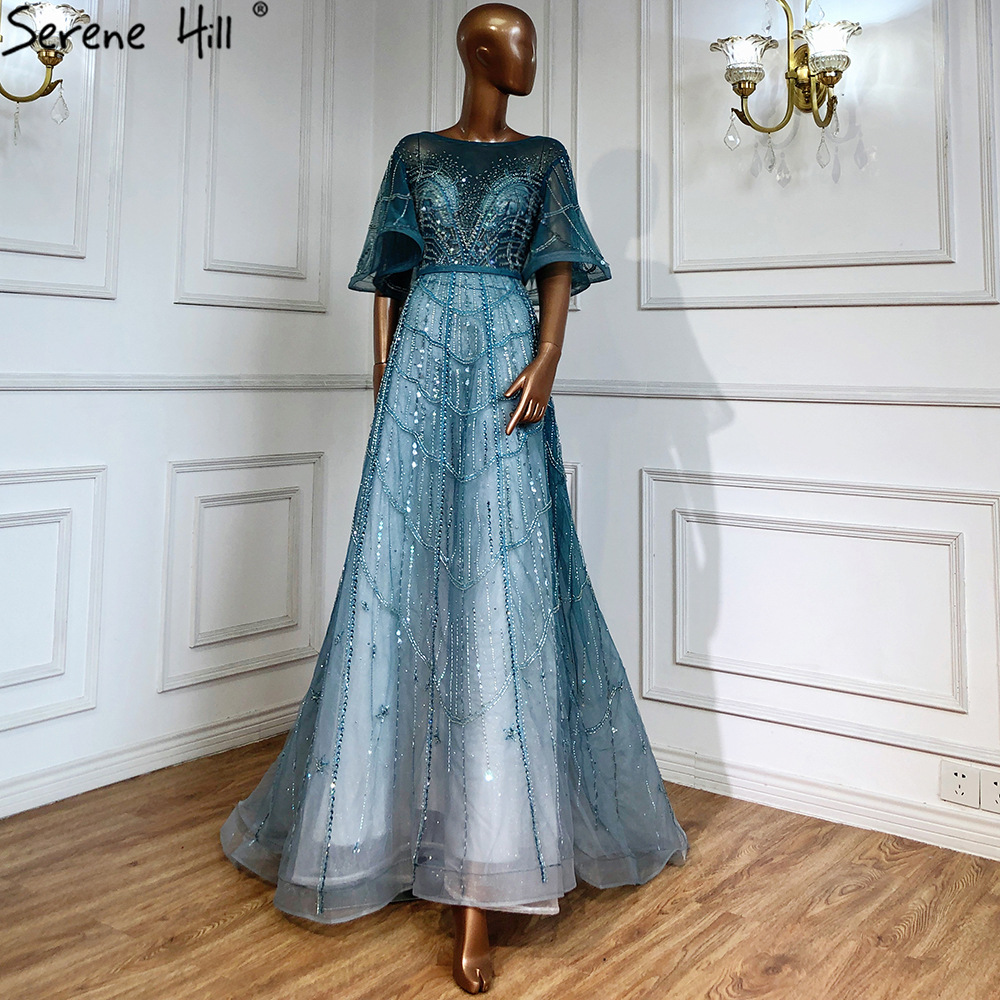 Picture of Green Covering Arm Slim Light Luxury Heavy Industry Nail Beads Celebrity Elegant Annual Meeting Adult Wedding Evening Dress LA70822