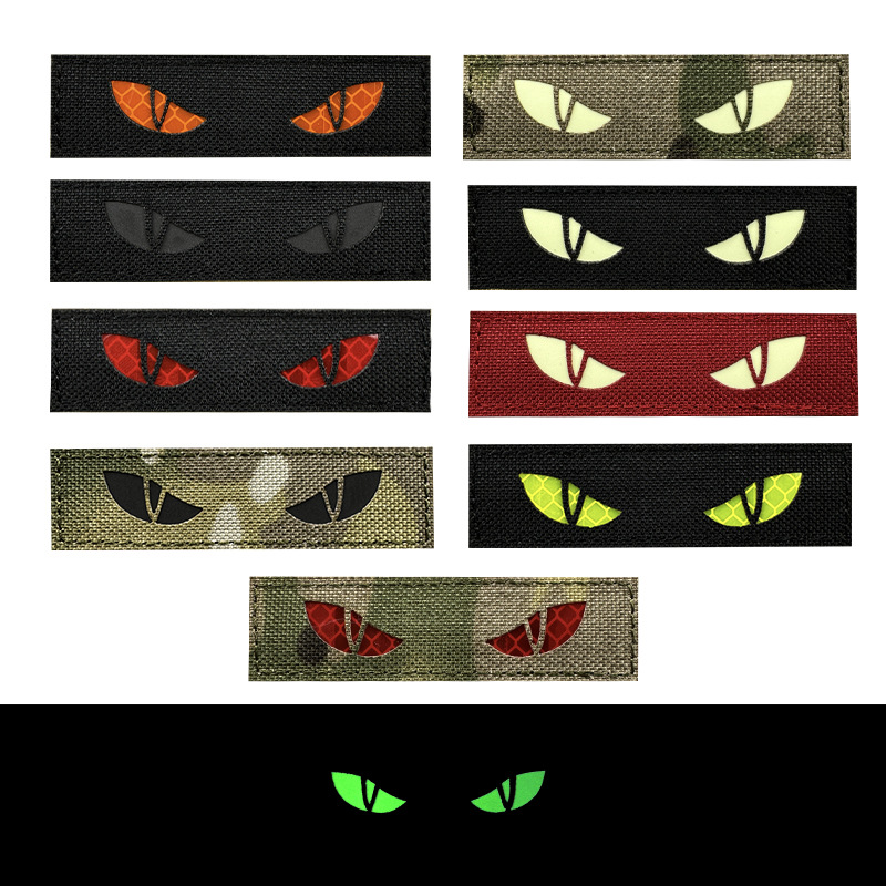 Cross-border Outdoor Luminous Devil's Eyes Foreign Trade Source Cat's Eye Morale Tactical Chapter Reflective Bag Sticker Chapter Velcro