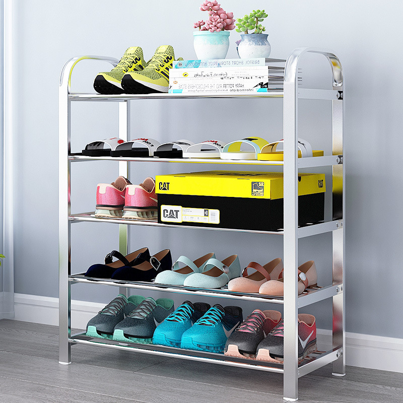Shoe rack simple door stainless steel dormitory home narrow shoe cabinet new 2024 rental house multi-layer storage common