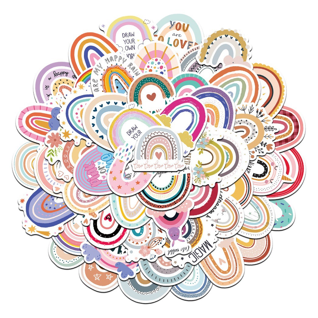 60 pieces of fresh color Hongqiao stickers ins graffiti luggage mobile phone water Cup helmet computer waterproof stickers