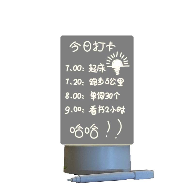 Picture of Ins Transparent Luminous Acrylic Noteboard Erasable Message Whiteboard Home Memo Tips Desktop Writing Pad