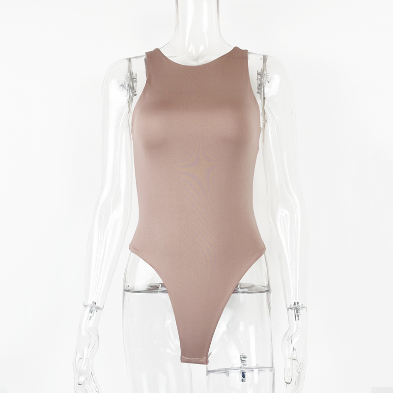 Picture of 2025 Summer New Amazon Women's European and American Tight Sleeveless Top Double Layer Vest Jumpsuit Bodysuit