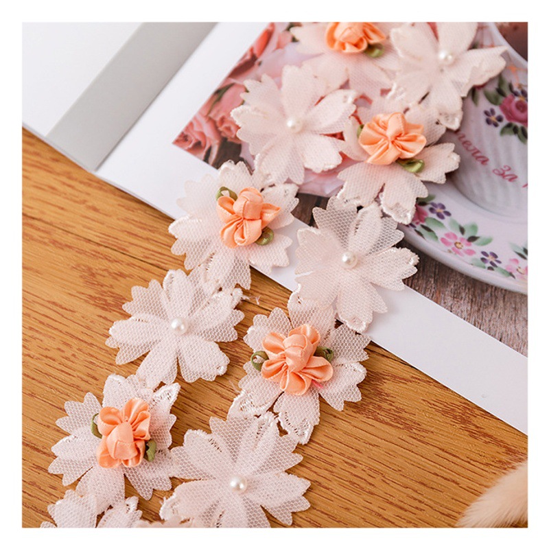 4CM Wide White Fairy Vanilla Handmade Bead Lace Beautiful Embroidery Decoration Accessories Clothing Bag Accessories