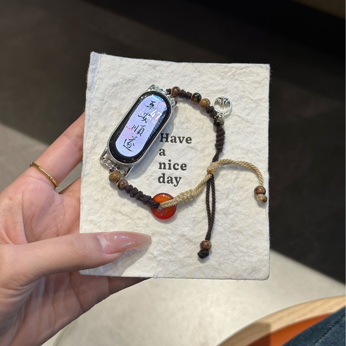 For Mi Band 8 Strap 9 New Chinese Style Woven Agate Safe Buckle 76543 Wristband Guofeng NFC Edition Beads