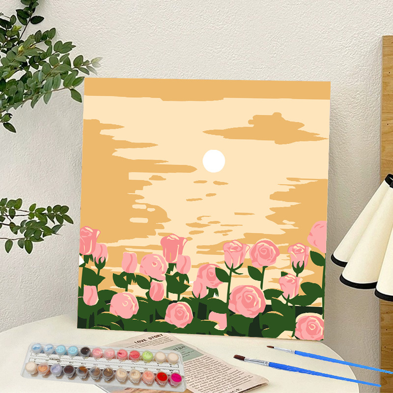 Picture of Digital oil painting landscape Dafen village hand-painted mathematical oil painting coloring painting oil painting flowers flower oil painting wholesale
