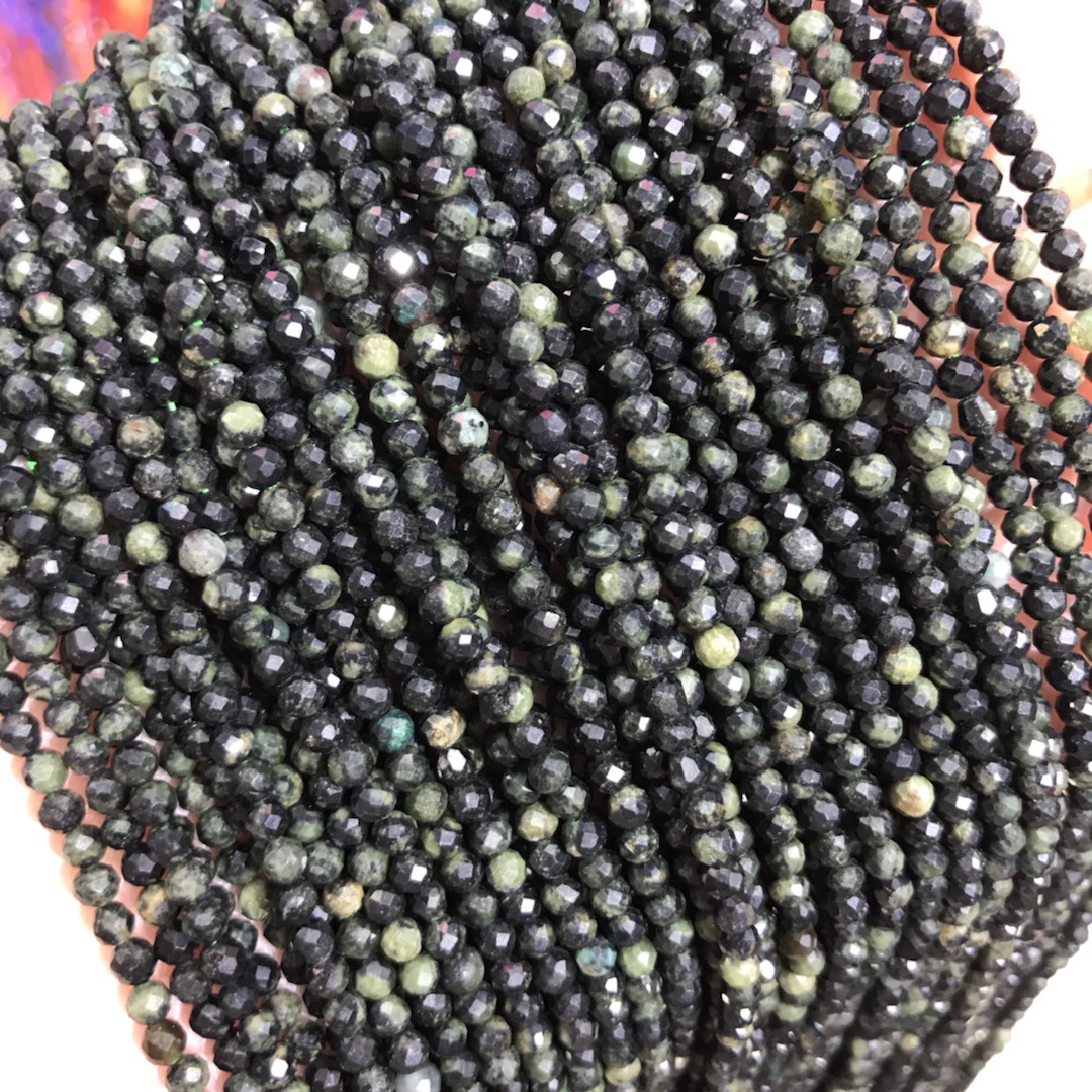 Picture of 2/3/4mm Sparrow green eye stone cut surface small round beads loose beads semi-finished products wholesale DIY handmade jewelry accessories