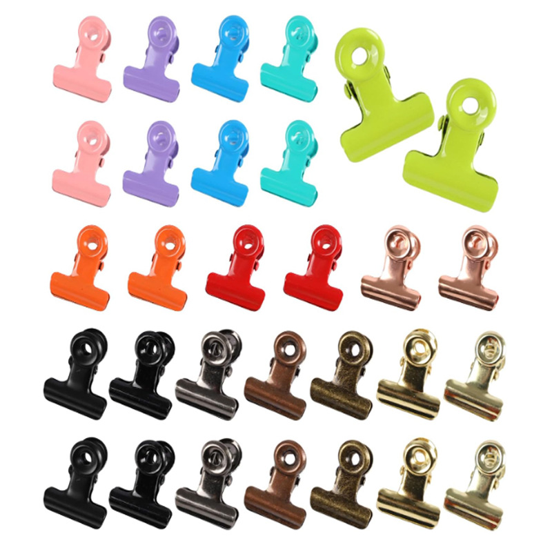 Colorful Ready-Made 22mm Electroplated Metal Round Iron Clip Bill Clip Photo Clip Test Paper Storage Clip