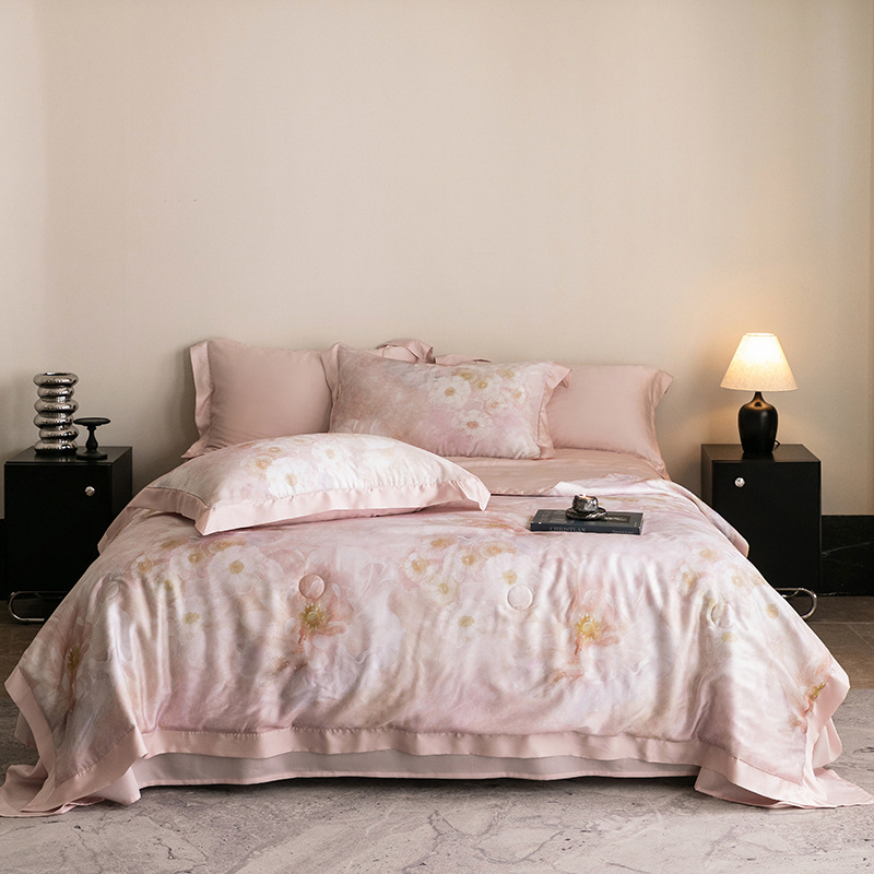 Picture of Light Luxury 100 Lyocell Tencel Summer Cool Quilt Four-Piece Set Air Conditioned Quilt Summer Quilt Advanced Sense Class A Maternal and Infant Quilt