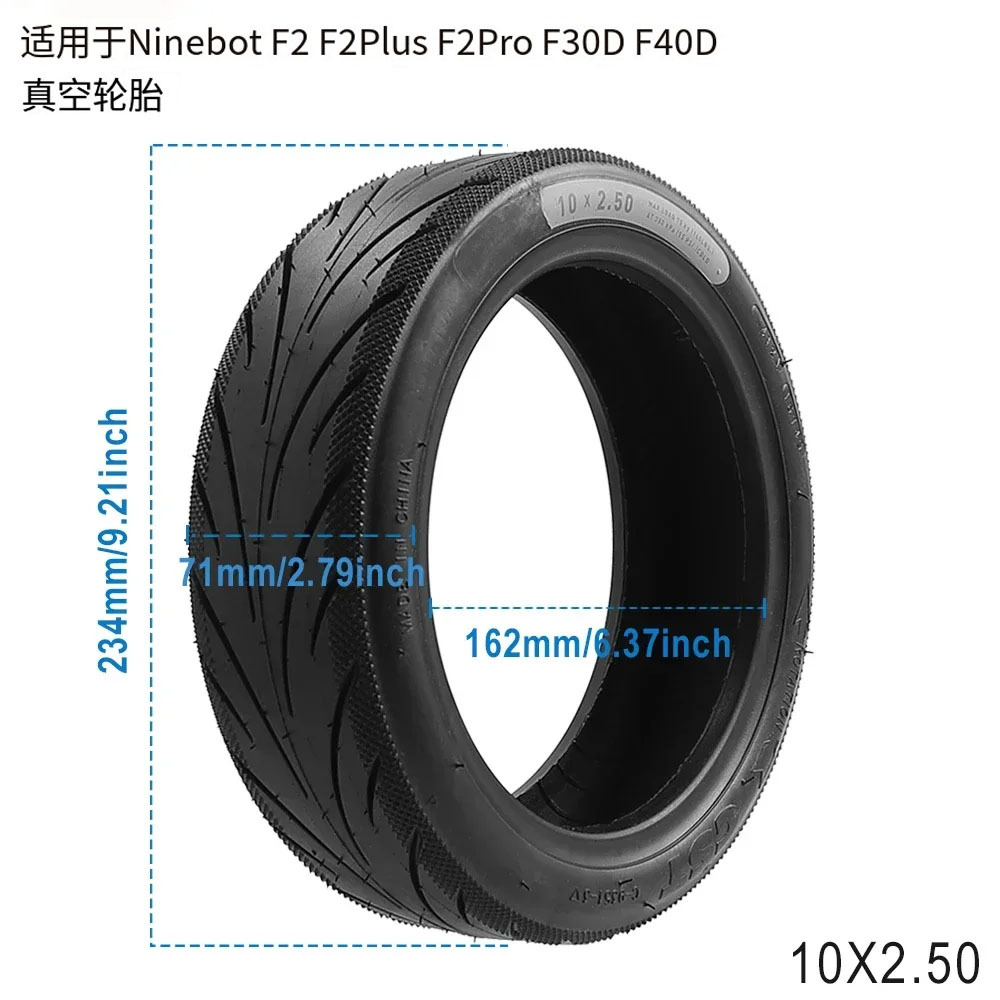Cst 10X2.50 Vacuum Tire Is Suitable for Ninebot F2/F2Plus/F2Pro/F30D/F40D Scooters