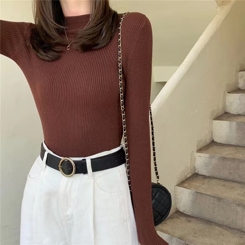 Picture of Bottoming Shirt Women's Autumn Wear 2023 New Half Turtleneck Sweater Knitted Shirt Tight Long Sleeve Spring Top