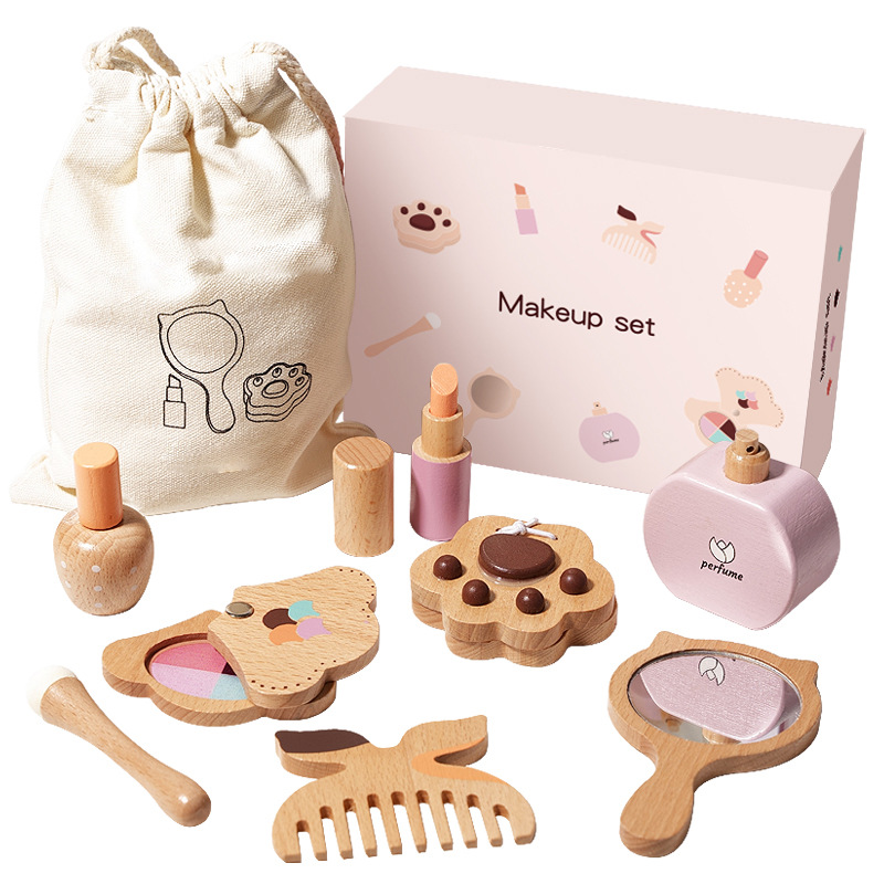 Picture of Cross-border Wooden Simulation Play-in Nail Art Makeup Bag Children's Early Education Girls Makeup suit Educational Toys