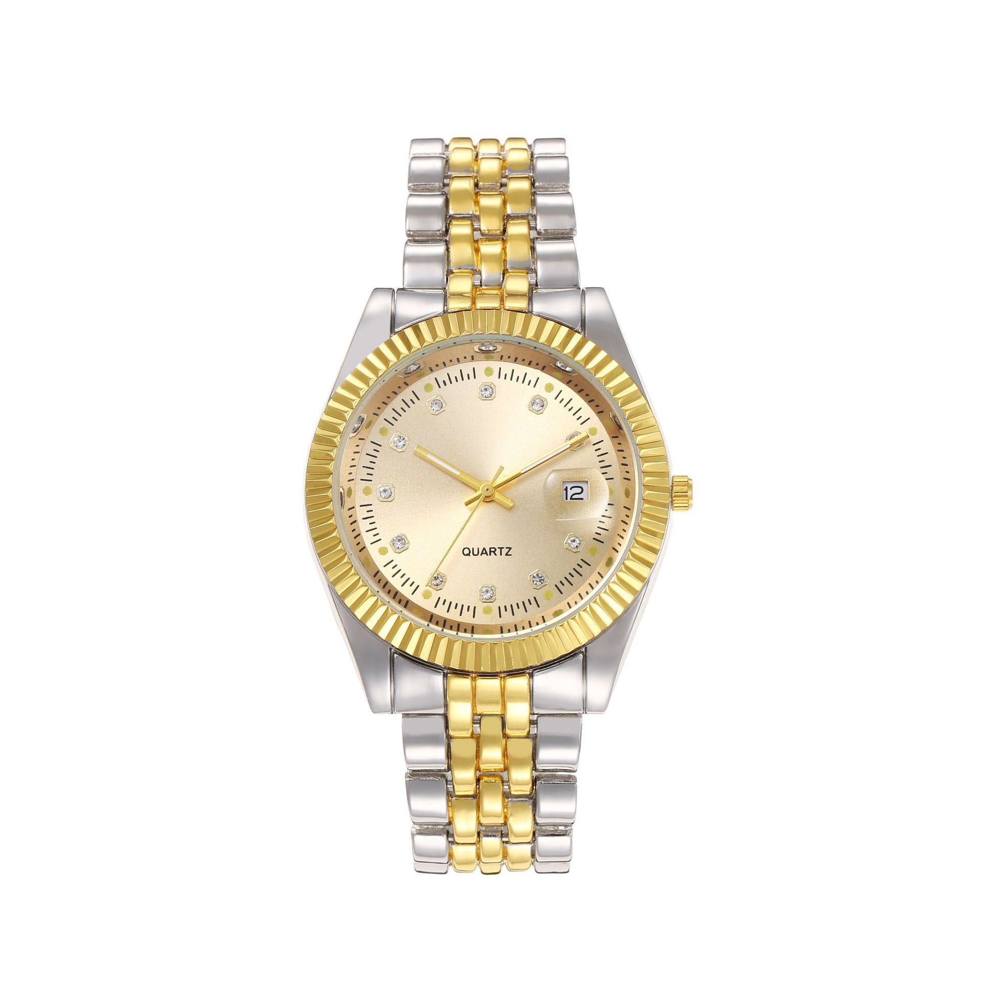 Picture of Foreign Trade Cross-border Explosions Couple's Watch Alloy Men's Calendar Business Room Gold Watch Diamond-encrusted Women's Luminous Watch