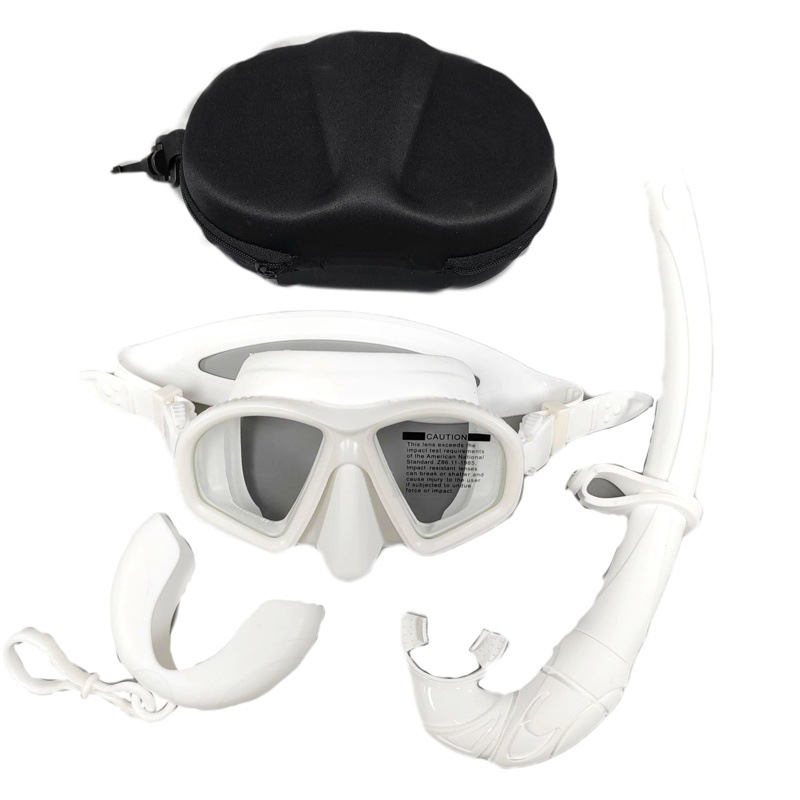 Adult liquid silicone professional snorkeling two-piece waterproof anti-fog diving goggles face mirror breathing tube set