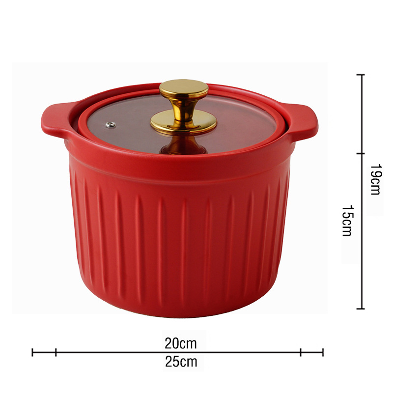 Picture of A generation of hair color glaze ceramic small casserole with glass lid light luxury simple high temperature resistant open flame home stew pot wholesale