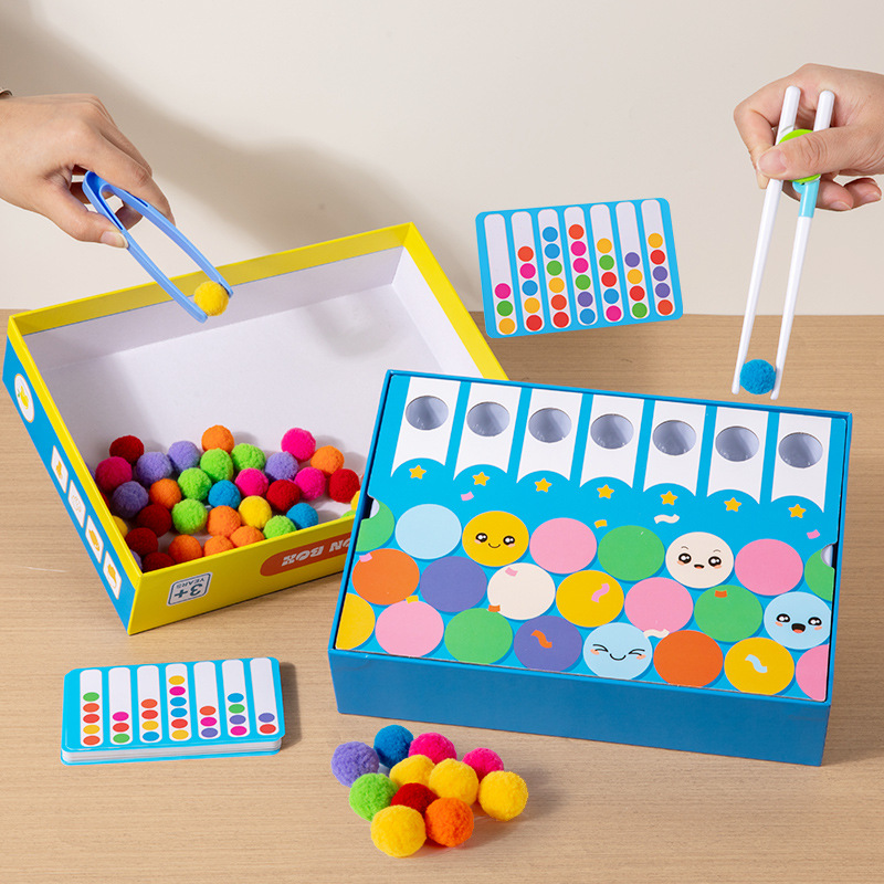 Children's early education hair ball color classification game kindergarten baby exercise hand fine movement educational toys