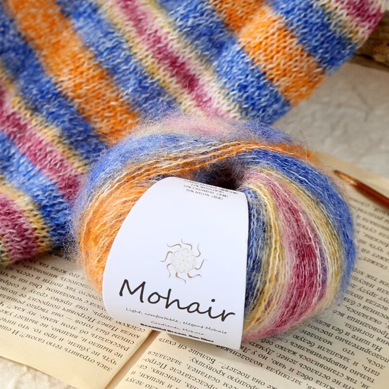 New Gradient Colorful Mohair South African Young Mohair DIY Hand-Knitted Fine Wool Ball 25g