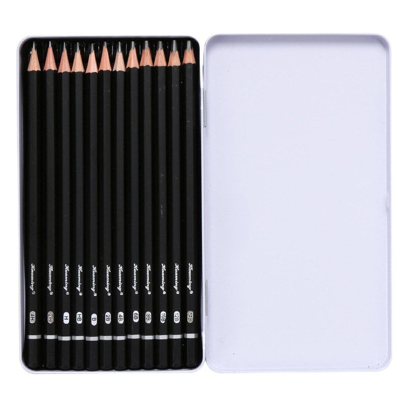 4H-14B Sketch Pencil Set Silver Iron Boxed Student Sketch Pencil Art Painting Pencil