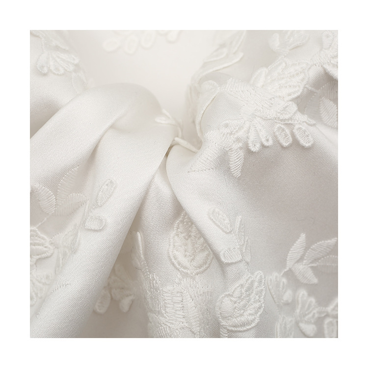 Factory supply imitation silk satin three-dimensional embroidery fabric fashion clothing dress suit fabric