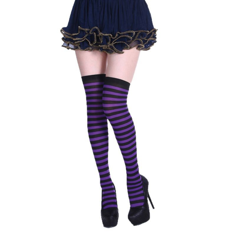 Picture of Halloween Christmas Striped Stockings Party Costume Accessories Over-the-Knee Stockings Striped Pantyhose
