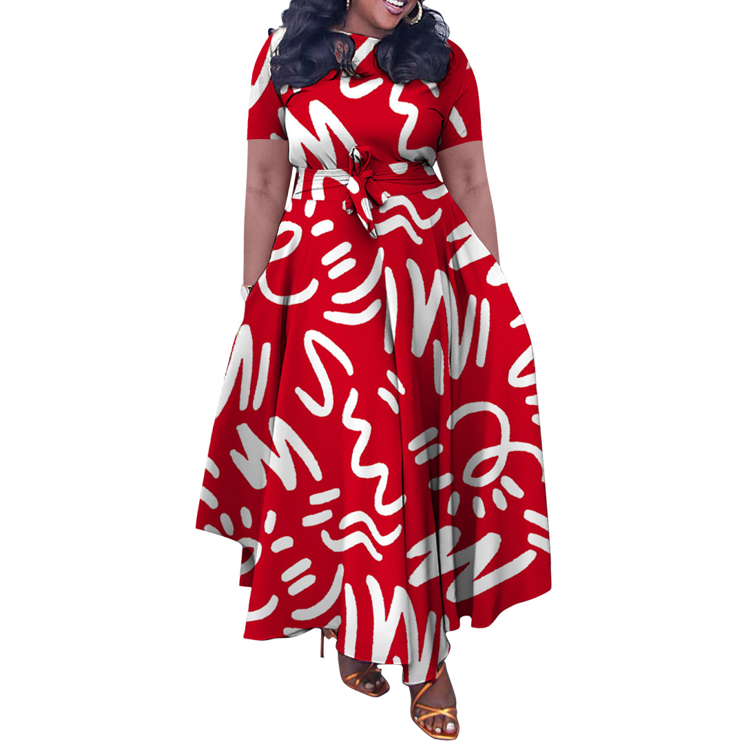 Picture of N7965 cross-border women's clothing 2024 spring and summer new fashion temperament lace African plus size dress foreign trade dress