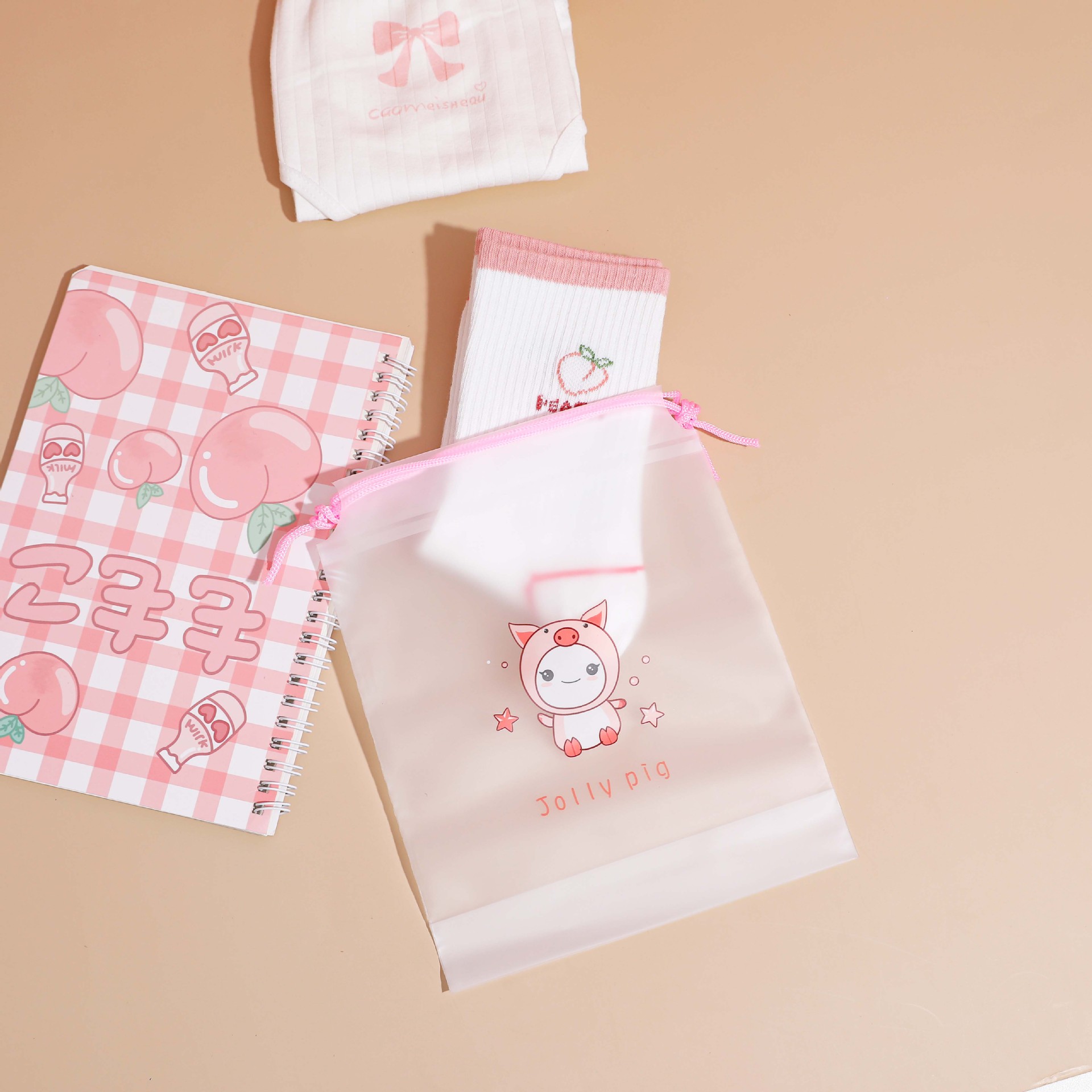 Picture of pe cute portable socks packing bag travel plastic clothing storage bag frosted drawstring bag drawstring bag wholesale