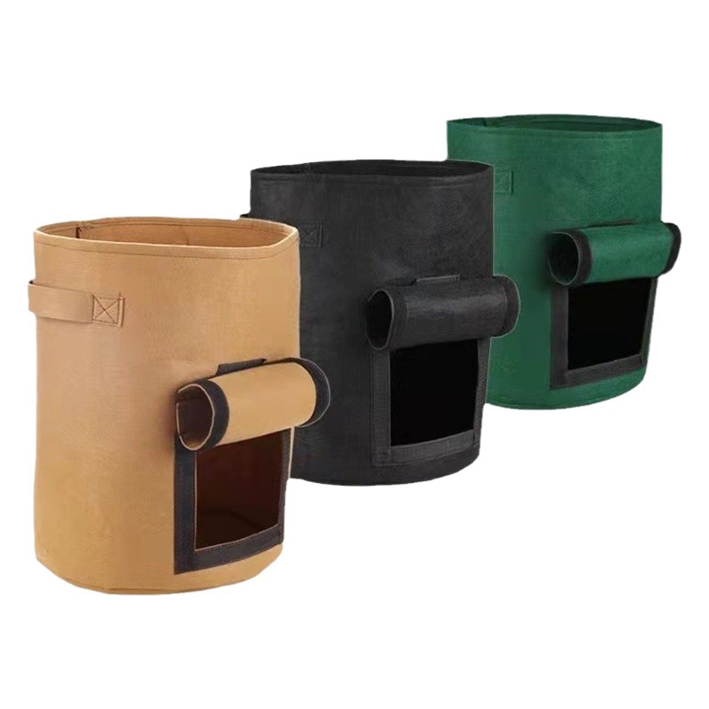 Felt Planting Bucket Handmade Non-Woven Potato Bucket Garden Vegetable Tomato Round Balcony Thickeneded Felt Plant Bag
