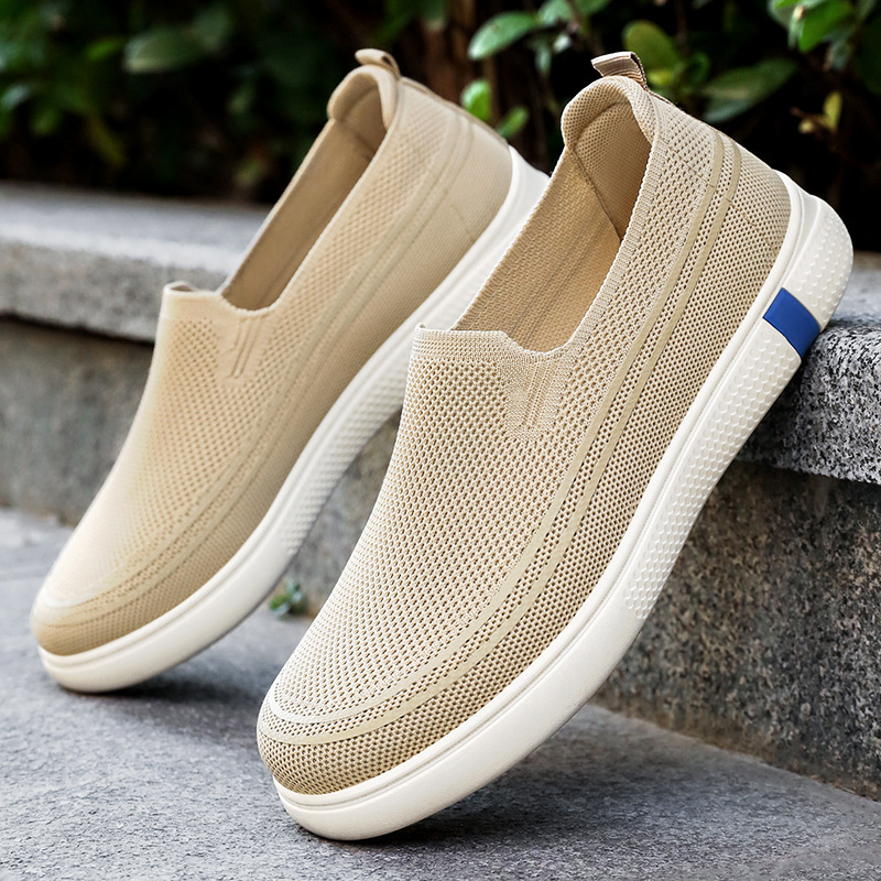 Shoes Men's Casual Shoes Feiwei Breathable Mesh Shoes Soft Sole Plaid Men's Shoes Easiest for Match Single Shoes Large Size Old Beijing Cloth Shoes