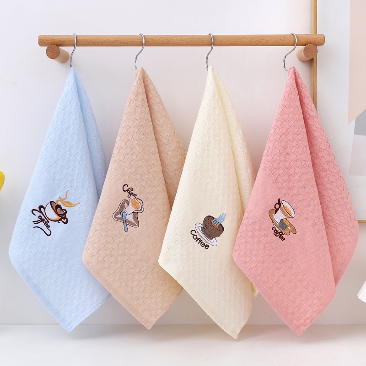 Picture of Cross-border supply waffle embroidered household kitchen cleaning cloth absorbent not easy to shed hair scouring cloth manufacturers wholesale