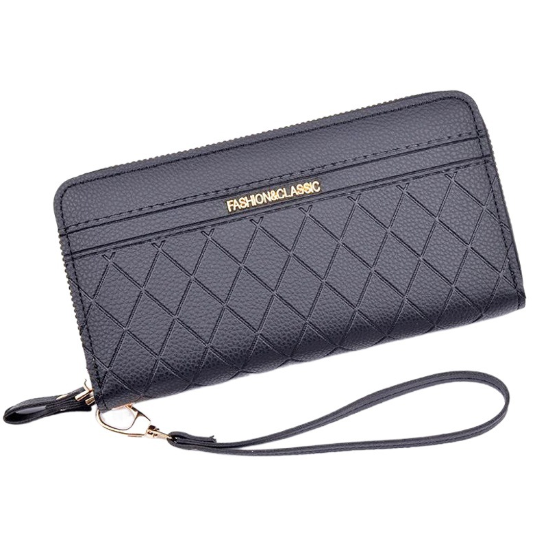 New Wallet Women's Long Double Zipper Clutch Bag Fashionable Plaid Large Capacity Double Wallet Change Mobile Phone Bag