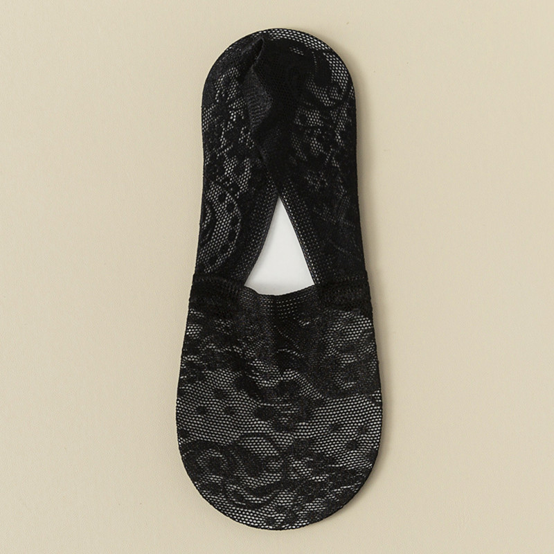 Picture of Deep Jacquard Lace Women's Boat Socks Spring and Summer Sweat-absorbent Invisible Boat Socks Women's Thin Shallow Mouth Low-side Boat Socks for Children