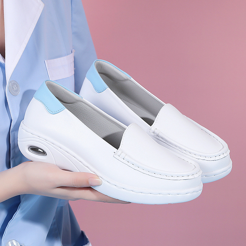 Picture of in stock nurse shoes autumn and winter leather air cushion soft bottom breathable flat anti-slip fleece-lined work shoes cross-border a generation of hair