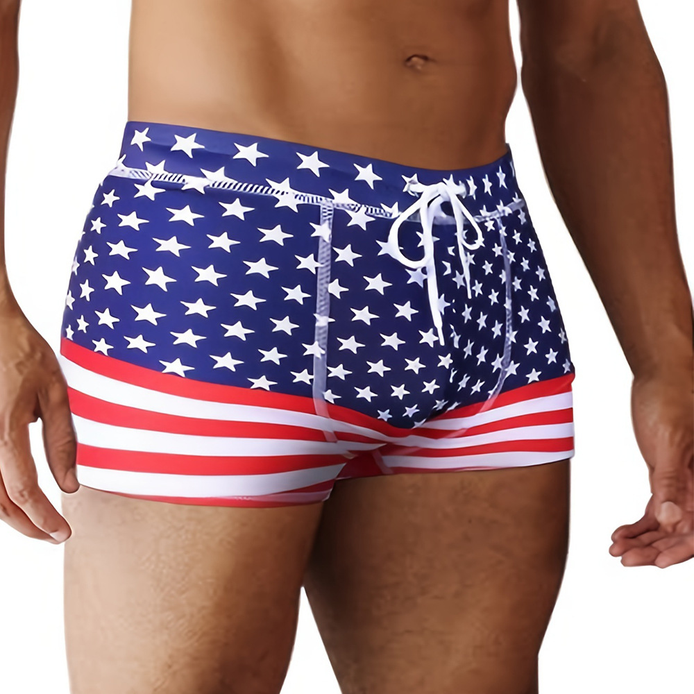 2025 new boxer five-pointed star stripe sports fashion casual anti-walking anti-embarrassment men's swimming trunks
