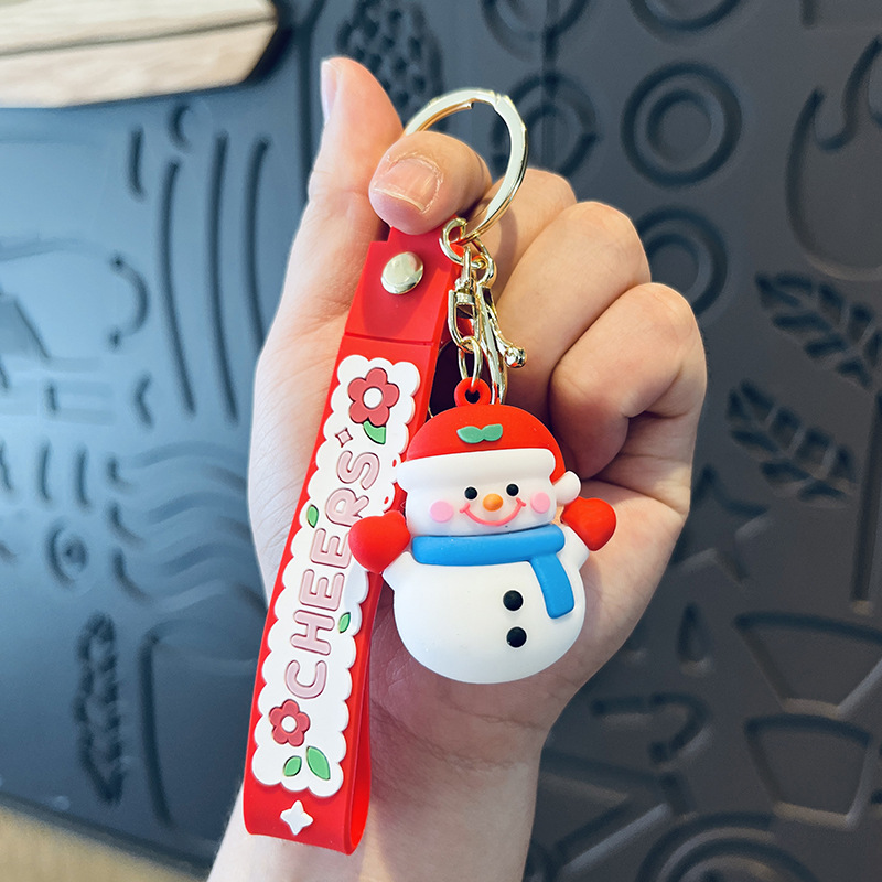 Picture of Cute Santa Claus keychain Christmas gift Christmas tree three-dimensional key chain Bell snowman elk wholesale