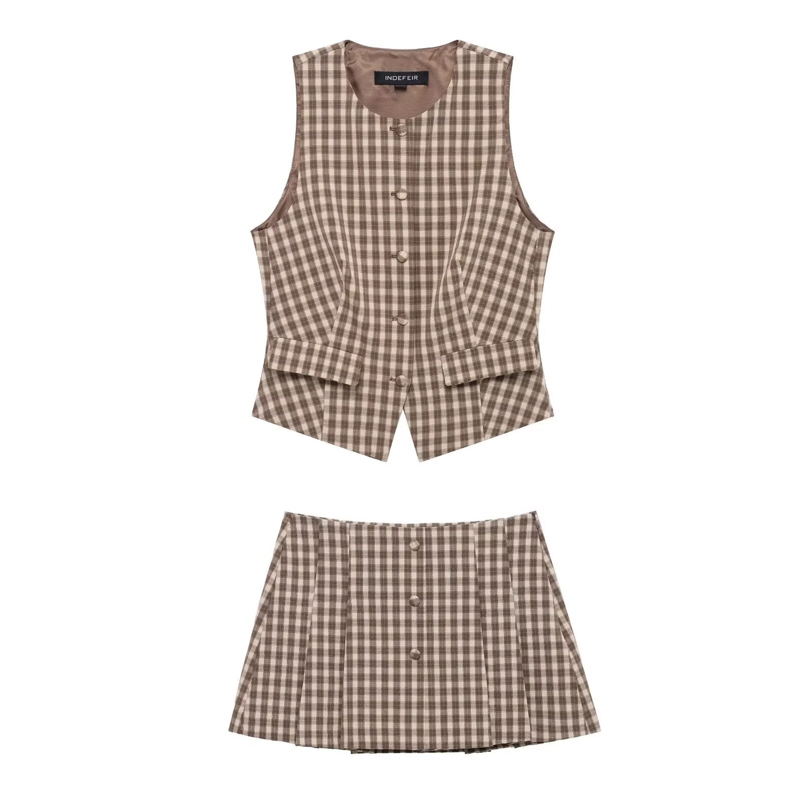 ZA cross-border women's clothing wholesale plaid slim vest skirt pants fashion suit 4749824 5427400