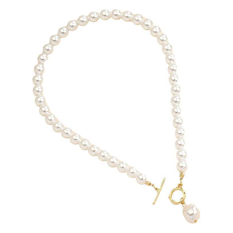 French Retro Special-Shaped Baroque Pearl Earrings Necklace suit Women's Korean Style Internet Celebrity Elegant Fashion Clavicle Chain