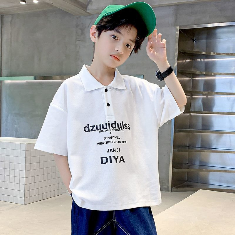 Picture of Boys' short-sleeved polo collar 2023 new summer children's cotton shirt handsome medium and big children's polo shirt