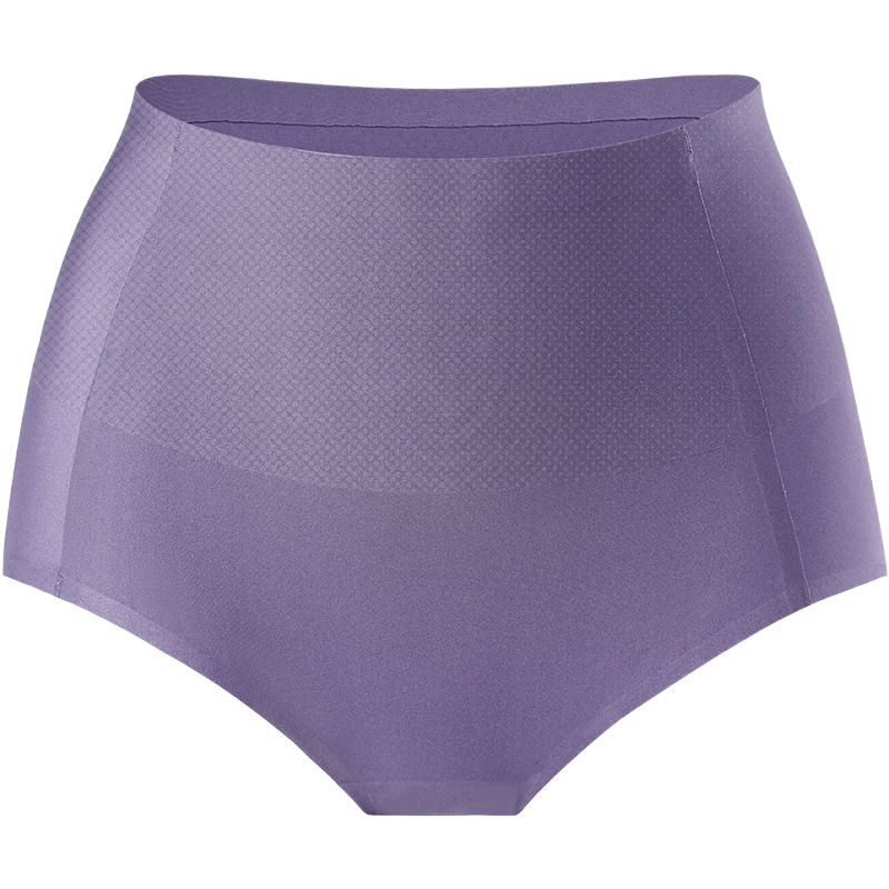 Ice Silk High Waist Tummy Control Panties Women's Seamless Antibacterial Tummy Control Briefs Lightweight Breathable Zhongshan Manufacturer Wholesale