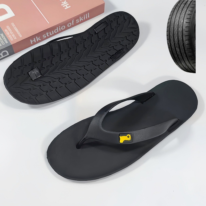 Thailand rubber tire bottom flip-flops men's summer go out non-slip durable fashion beach clip feet pure rubber shoes
