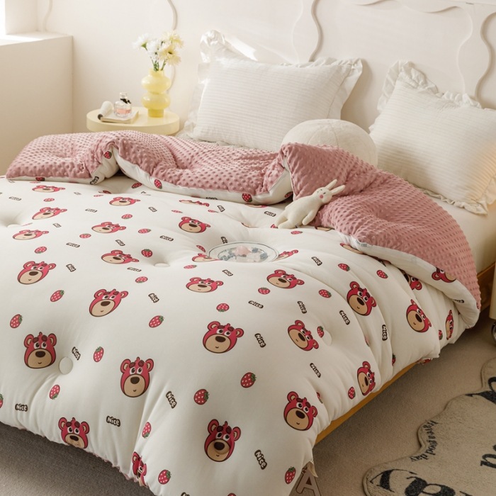 Picture of Bean Velvet Core Soybean Fiber Quilt Spring and Autumn Quilt Winter Student Dormitory Children Single Double Thickened Winter Quilt