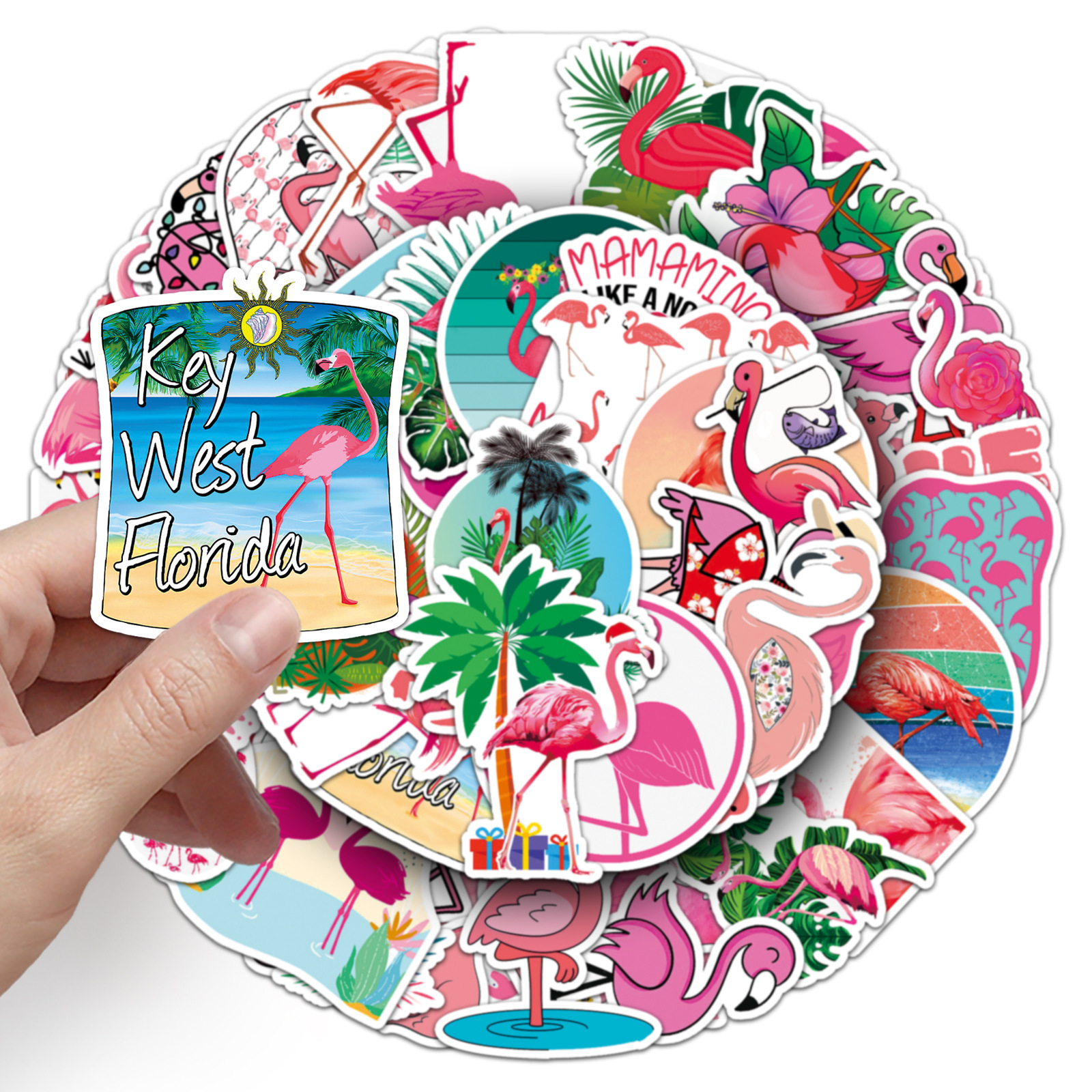 Picture of 50 Flamingo Graffiti Personality Cross-border Cartoon Animal Creative DIY Skateboard Water Cup Luggage Sticker Wholesale