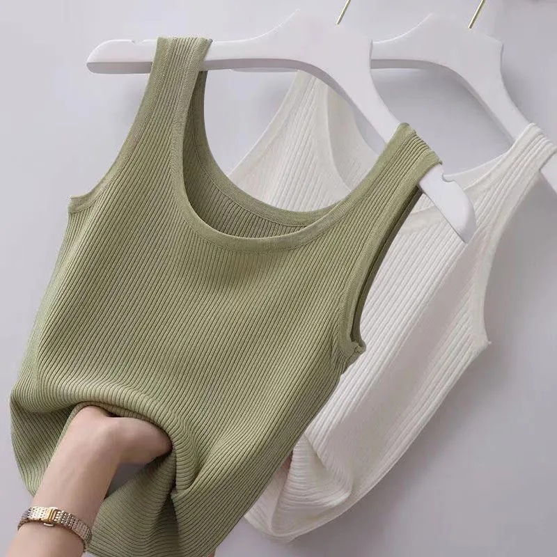 Picture of I-shaped Camisole Women's Summer Outer Wear Inner Wear Thin Base White Short Sleeveless T-shirt Beauty Back Top