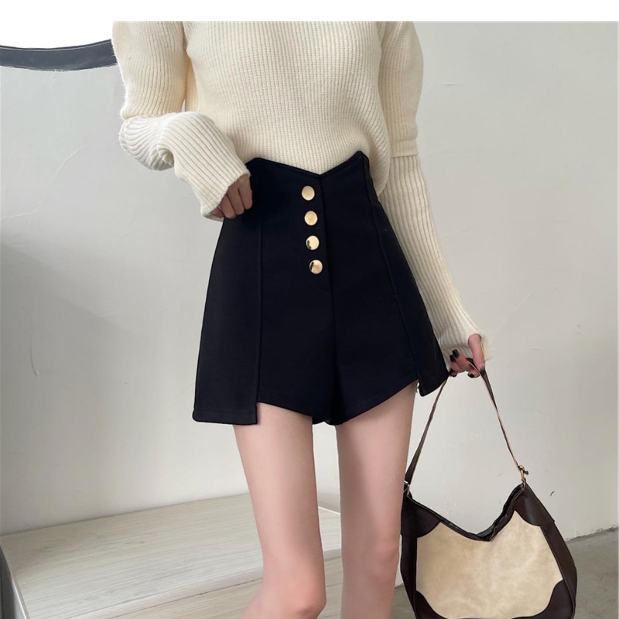 2023 ultra high waist wide leg slimming casual hot pants ins trendy high waist shorts women's outer wear summer design sense