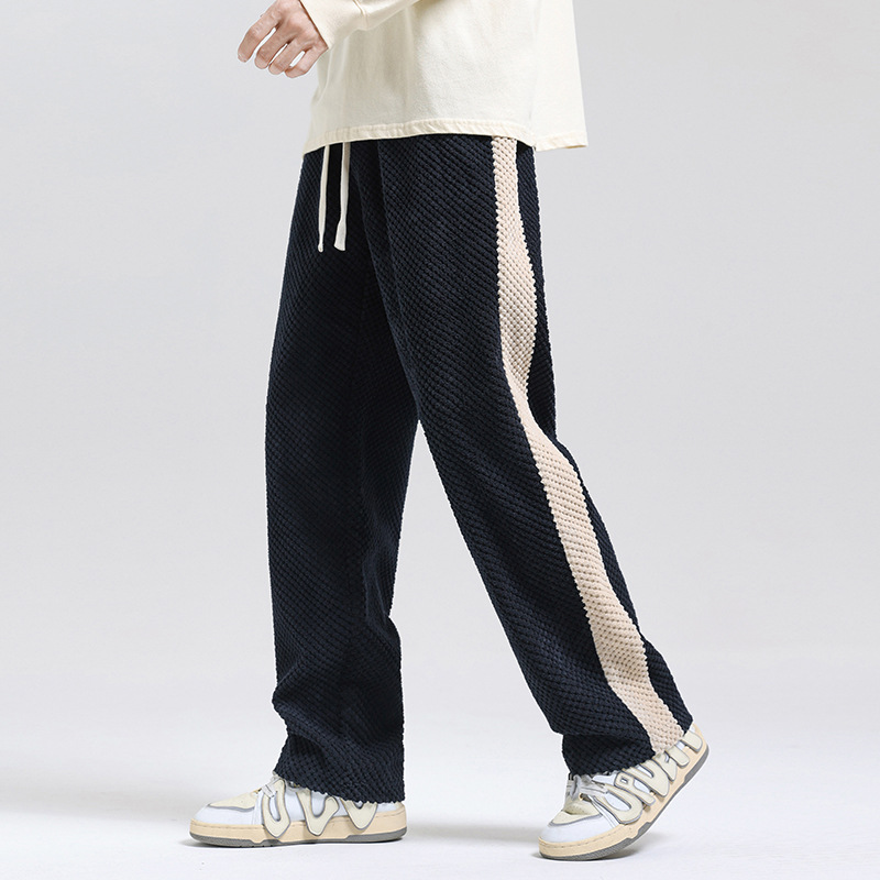 Cross-border Explosions Black Autumn New Men's Loose Straight Casual Pants Contrast Color Student Pants