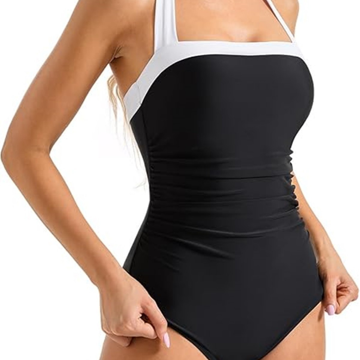 2024 Cross-border Swimsuit Multicolor Backless Color-blocking Slim-fit Abdomen-tasselling Sling Swimsuit