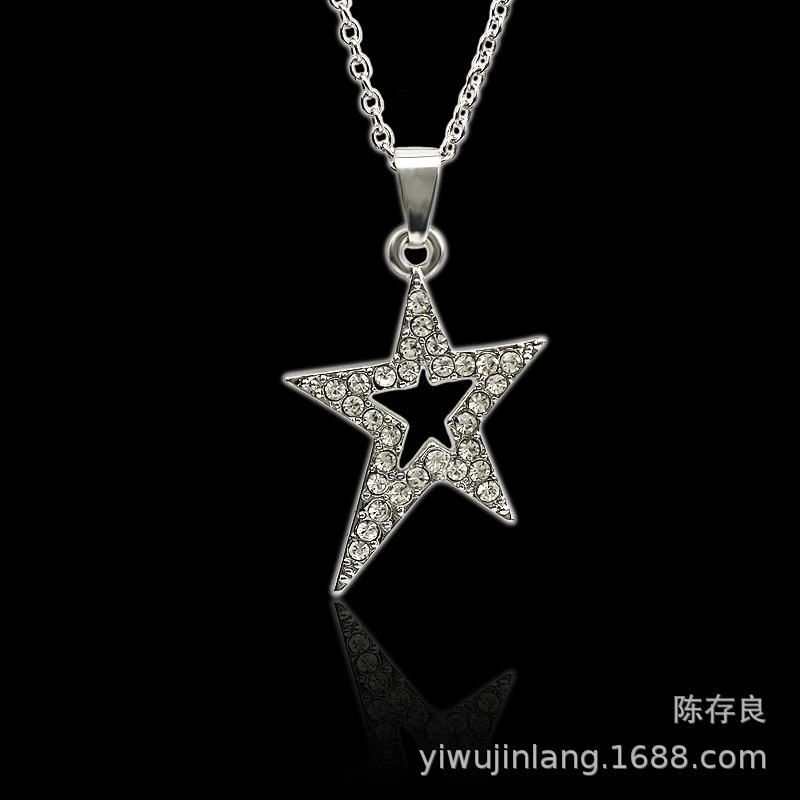 AliExpress five-pointed star pendant Guardian Star engraved Star diamond star necklace women's short clavicle chain wholesale