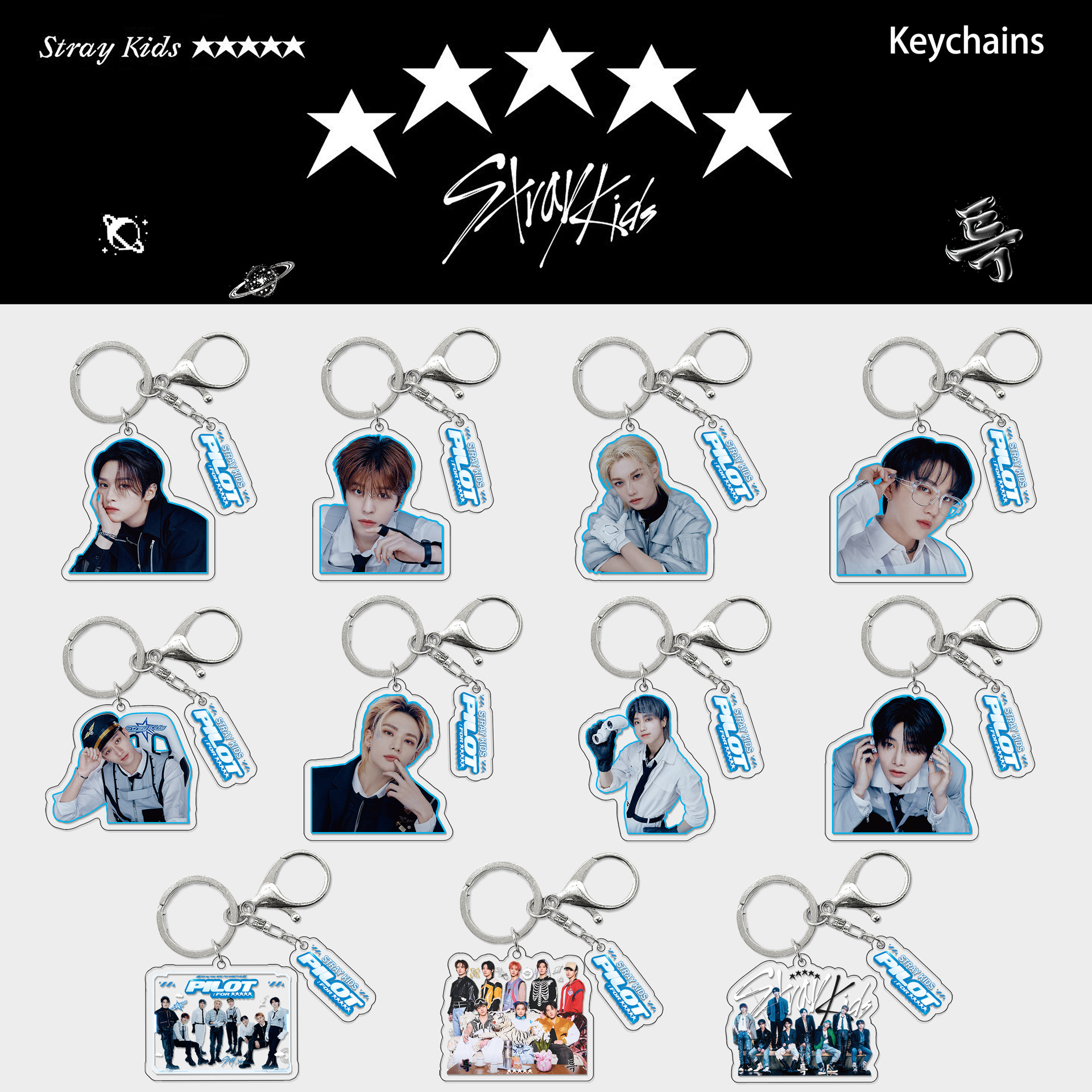 Picture of Stray Kids New Album (5-STAR) keychain Li Longfu peripheral acrylic pendant 2-piece set