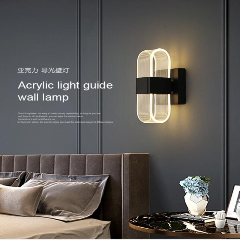Casual Bedside Lamp Creative Bedroom Living Room Bedside Scandinavian Led Acrylic Aisle Background Wall Post-Modern Wall Lamp