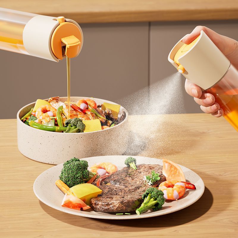 Kitchen spray integrated oil pot household oil bottle oil spray pot dual-use two-in-one barbecue oil spray bottle glass seasoning bottle